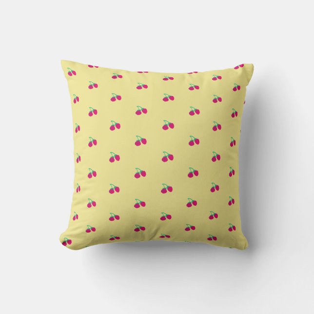 Cute Pink Berries Throw Pillow Cushion (Front)