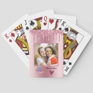 Cute Pink Best Friend Customisable Photo  Playing Cards