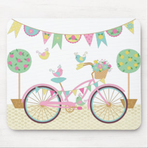 Cute Pink Bicycle Mouse Pad