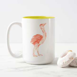 Cute Pink Bird Artistic Baby Ostrich Two-Tone Coffee Mug