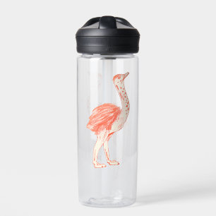 Cute Pink Bird Artistic Baby Ostrich Water Bottle