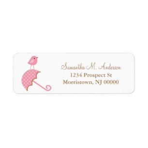 Cute Pink Bird Return Address Label