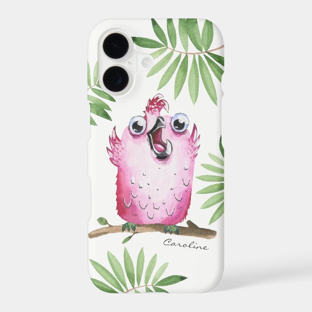 Cute Pink Bird with Your Name (Back)