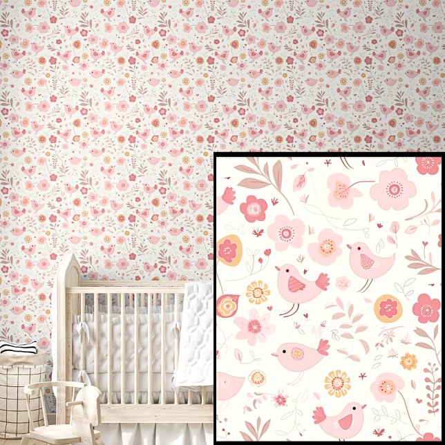 Cute Pink Birds & Flowers Wallpaper (Creator Uploaded)