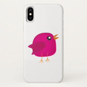Cute Pink Birdy Illustration iPhone X Case