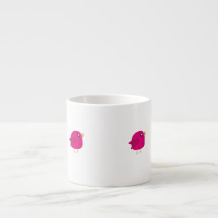 Cute Pink Birdy Illustration Espresso Cup