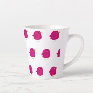 Cute Pink Birdy Illustration Latte Mug