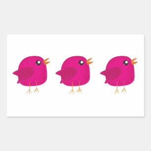 Cute Pink Birdy Illustration Rectangular Sticker