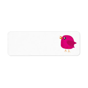 Cute Pink Birdy Illustration Return Address Label
