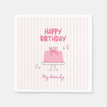 Cute Pink Birthday Cake "Happy Birthday My Beauty"