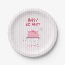 Cute Pink Birthday Cake "Happy Birthday My Beauty"