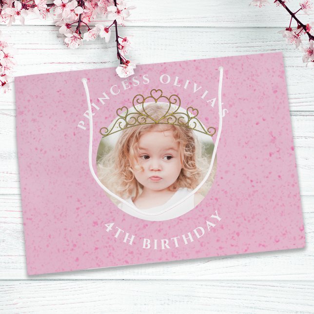 Cute Pink Birthday Girl Princess Tiara Simple  Large Gift Bag (Creator Uploaded)