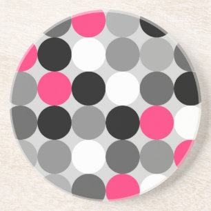 Cute pink black and white dots vector pattern coaster