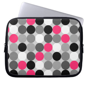 Cute pink black and white dots vector pattern laptop sleeve
