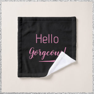 Cute Pink & Black Hello Gorgeous Bath Towel Set