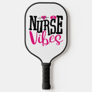 Cute Pink Black Nurse Vibes Medical Professional Pickleball Paddle