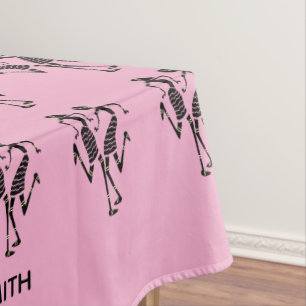 Cute Pink, Black Silhouette Festival Dancers Tablecloth