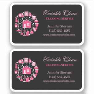 Cute Pink Black Supplies Cleaning Service Business