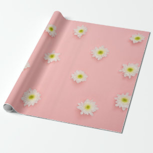 Cute Pink Bloom Flower Baby Girl Baby Shower Wrapping Paper