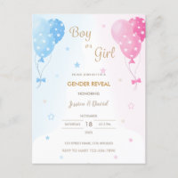 Cute Pink Blue Balloons Boy or Girl Gender Reveal