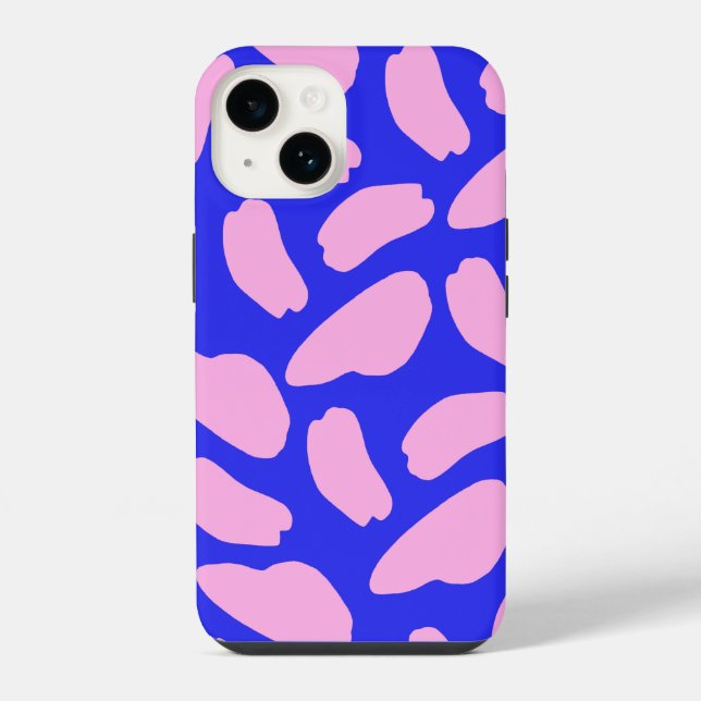 Cute Pink Blue Cow Print Pattern iPhone Case (Back)
