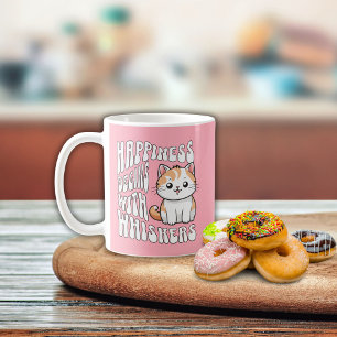 Cute pink blue funny cat saying coffee mug