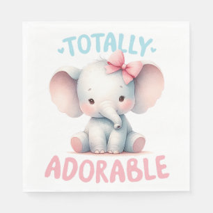 CUTE PINK BLUE WATERCOLOR BABY ELEPHANT NAPKIN