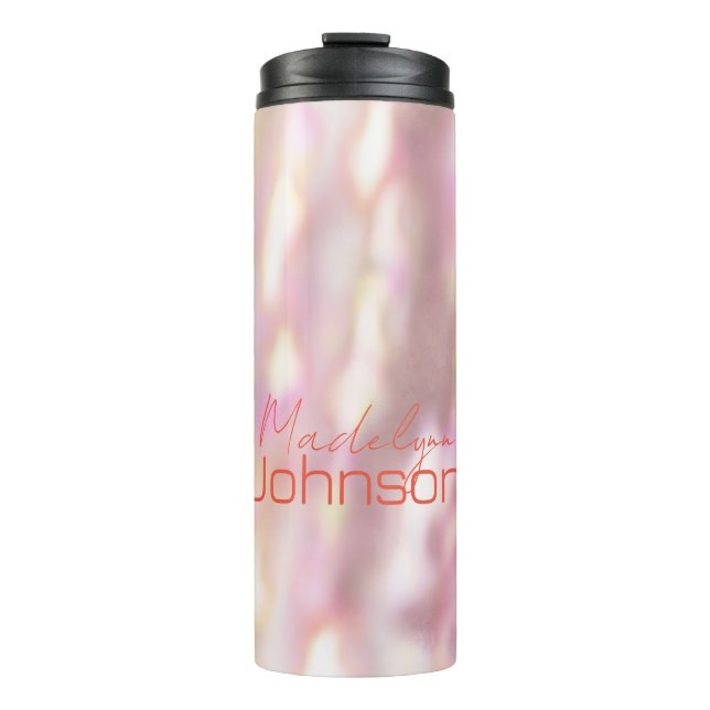 Cute Pink Blurry Lights Party Favor Custom  Thermal Tumbler (Front)