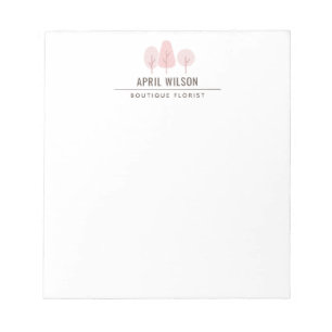 CUTE PINK BLUSH TREE TRIO LANDSCAPING SERVICE NOTEPAD