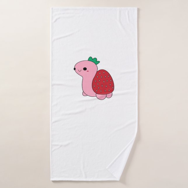 Cute pink blushing strawberry turtle Classic T-Shi Bath Towel (Bath Towel)