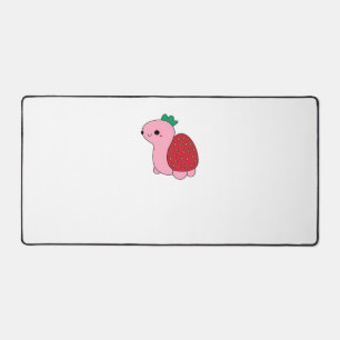 Cute pink blushing strawberry turtle Classic T-Shi Desk Mat