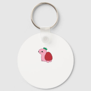 Cute pink blushing strawberry turtle Classic T-Shi Key Ring