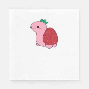 Cute pink blushing strawberry turtle Classic T-Shi Napkin