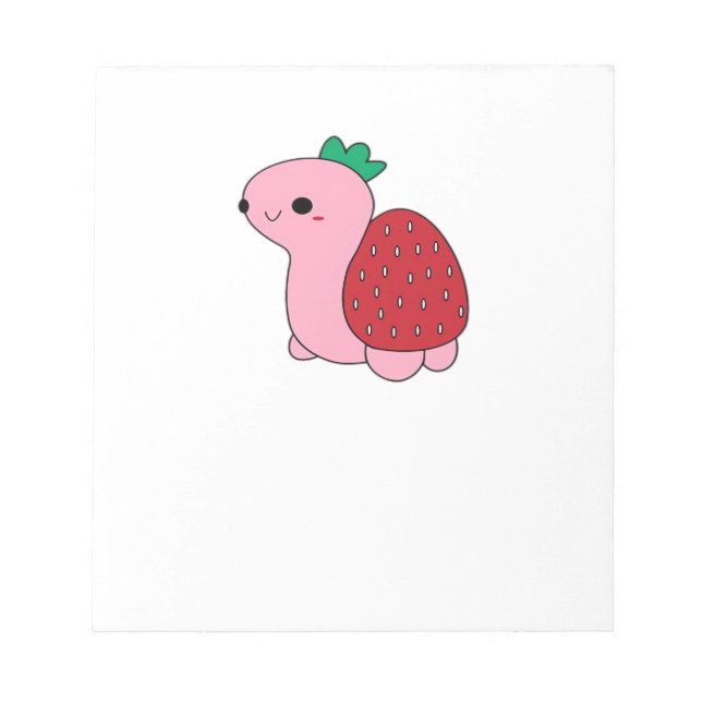 Cute pink blushing strawberry turtle Classic T-Shi Notepad (Front)