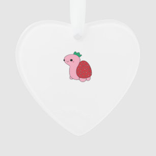 Cute pink blushing strawberry turtle Classic T-Shi Ornament