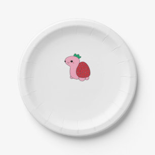 Cute pink blushing strawberry turtle Classic T-Shi Paper Plate