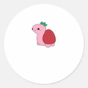 Cute pink blushing strawberry turtle Classic T-Shi Round Sticker