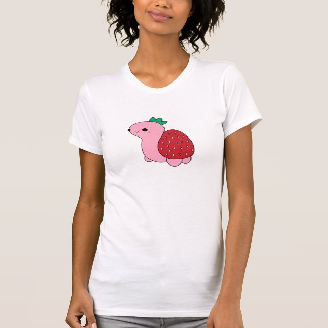 Cute pink blushing strawberry turtle Classic T-Shi T-Shirt (Front)