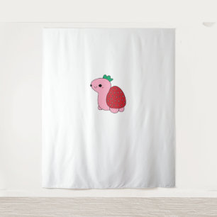 Cute pink blushing strawberry turtle Classic T-Shi Tapestry