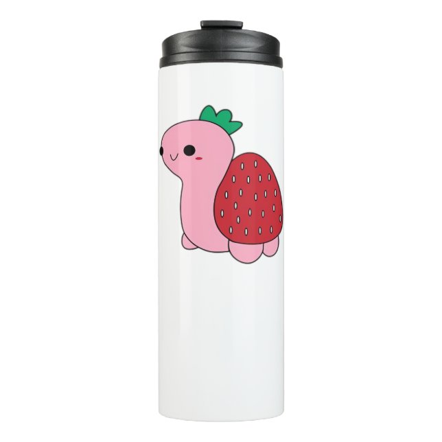 Cute pink blushing strawberry turtle Classic T-Shi Thermal Tumbler (Front)