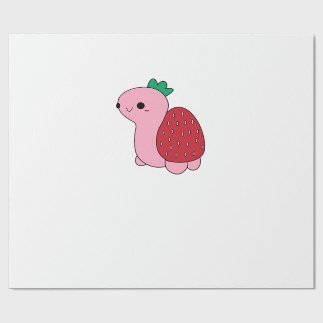 Cute pink blushing strawberry turtle Classic T-Shi Wrapping Paper (Flat)