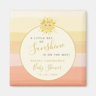 Cute Pink Boho Rainbow Ray of Sunshine Baby Shower Magnet