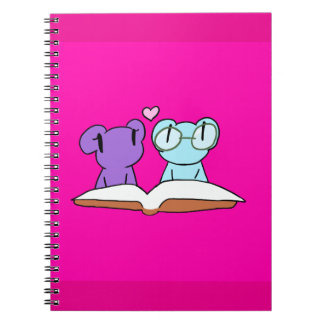 Cute pink booklovers frog notebook