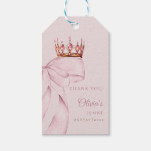 Cute Pink Bow 1st Birthday Gift Tags