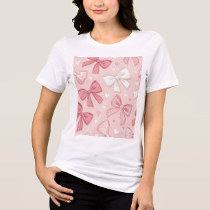 Cute Pink Bow Aesthetic Women's T-Shirt Tri-Blend Shirt