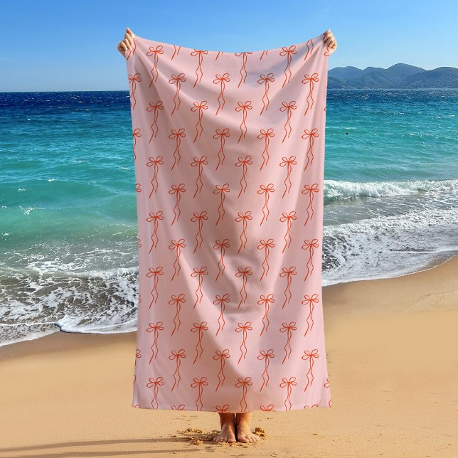 Cute Pink Bow And Ribbon Beach Towel (Creator Uploaded)
