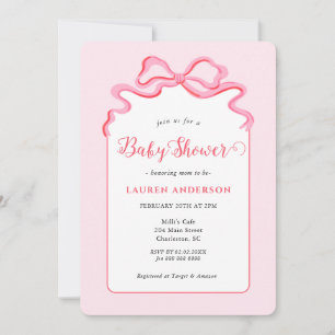 Cute Pink Bow Baby girl Baby Shower  Invitation