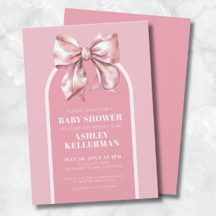Cute Pink Bow Baby Shower Invitation