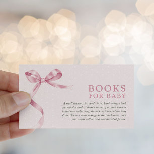 Cute Pink Bow Book Request Baby Shower  Enclosure Card