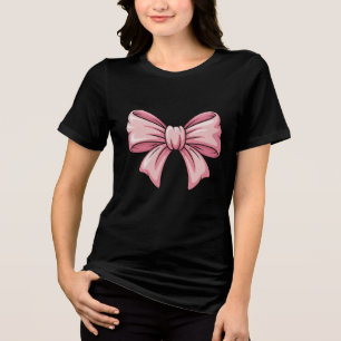 Cute Pink Bow Coquette Aesthetic Women's Tri-Blend Shirt